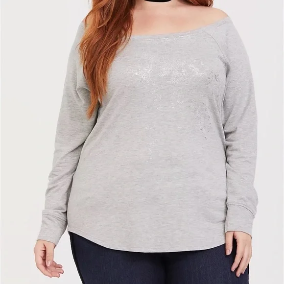 Torrid Grey Foil Sweatshirt 1X - Picture 2 of 9